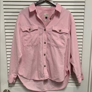 Pink Corduroy Oversized Button Up Shirt